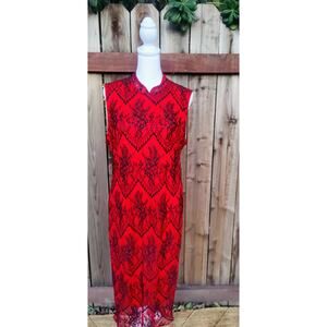 NY&Co XL Red Black Lace Overlay Sheath Dress Whimsigoth, Romantic, Coquette Vamp